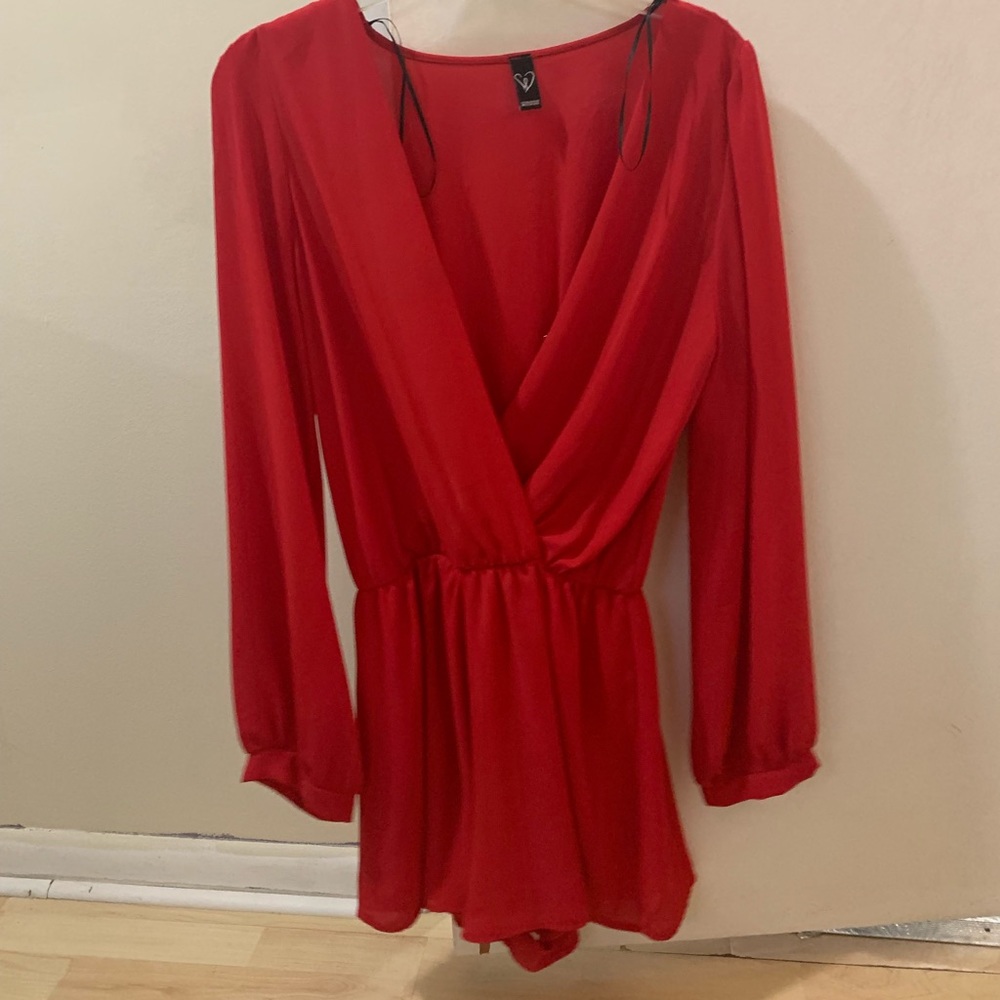 Red cute romper dress